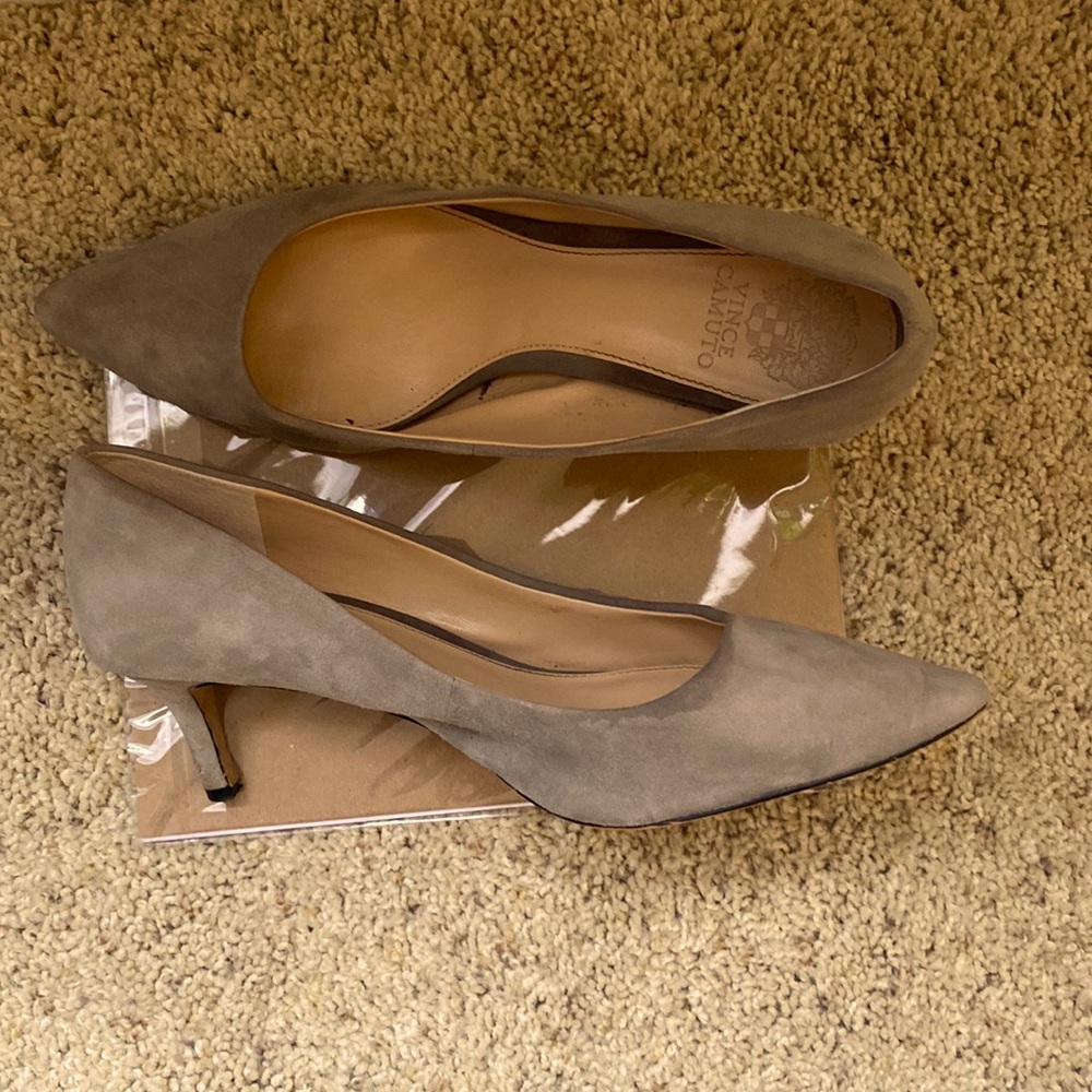 Light Grey Suede Kitten heels